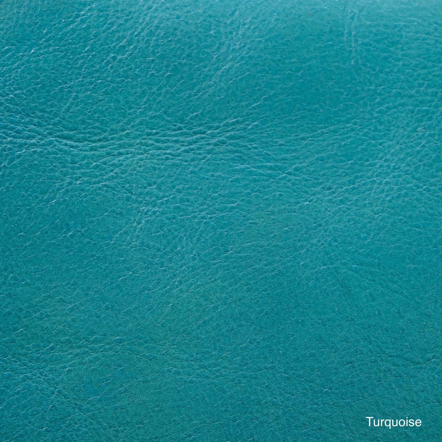 Close-up of Turquoise leather showing its color, grain, and texture.